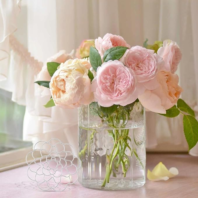 Flower Arrangement Holder Set 3Pcs - Stainless Steel Floral Grid Organizer - Wire Frog Insert for Vases Bouquets DIY Home Decor (Silver)