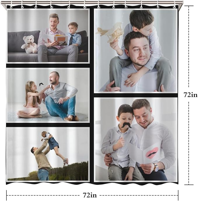 Personalized Shower Curtain Set Custom Photo Shower Curtains Modern Minimalist Home Bathroom Curtain Decor with 12 Hooks 72 Inch Wide * 72 Inch High