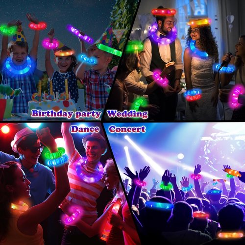Glow Sticks | Camping Essentials for Kids - 6 PCS LED Light-Up Tube Wands & Bracelets for Summer Fun
