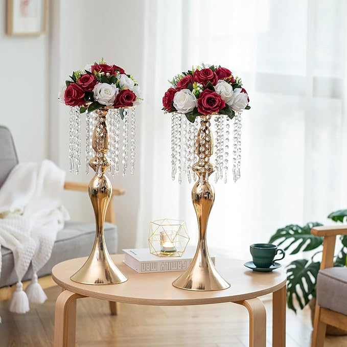 Flower Centerpieces for Wedding Tables: Wedding Table Decorations Burgundy & White Flower Balls Centerpieces for Engagement Cerebration Party Center Pieces 10 Packs