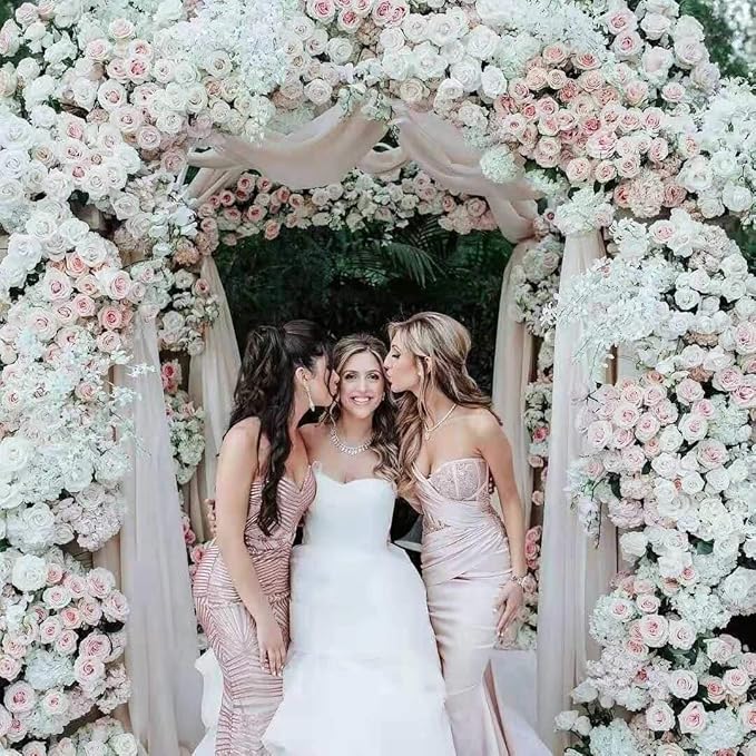 Silk Hydrangea Heads with Stems Artificial Flowers Heads for Home Wedding Decor,Pack of 10 (Peach Pink)