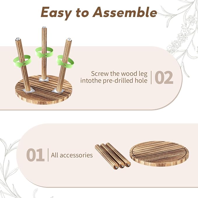 Uneedem Plant Stand Indoor - 3-Pack Taller Single Wood Plant Stand for 6-12 Inch Pots, Mid-Century Modern Plants Stool for Large Plants, Small Round Wooden Planter Table for Living Room, Balcony