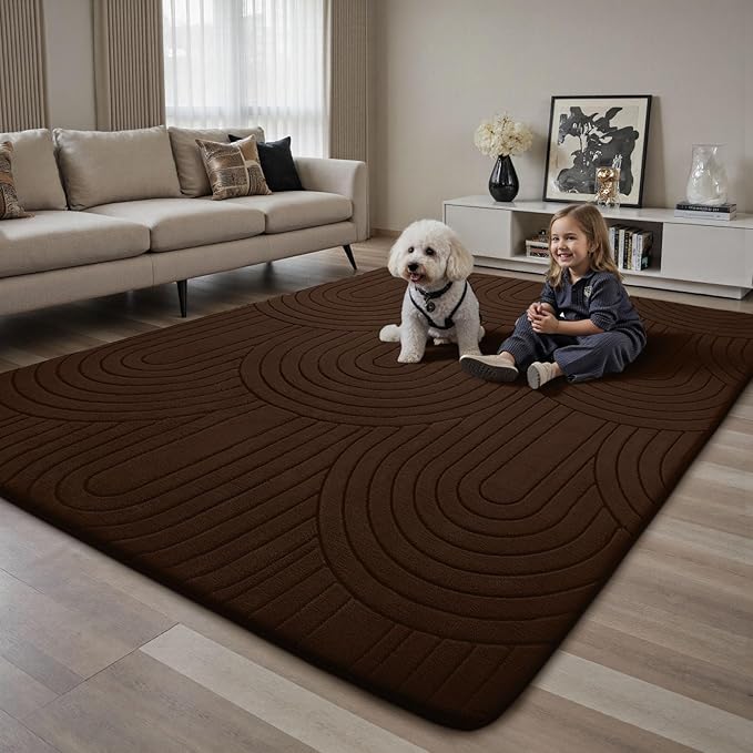Sour Lemon 6x9 Area Rugs for Living Room,Soft Large Area Rug Modern Annualrings Rugs Machine Washable Area Rug,Non-Slip Rug Carpet for Bedroom Under Dining Table Home Office Decor