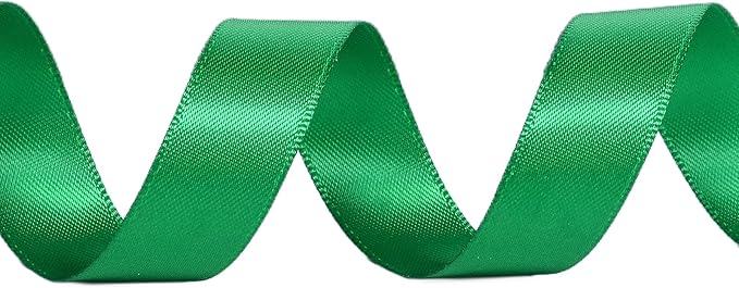 YAMA Green Double Faced Satin Ribbon 5/8 Inch 25 Yards Emerald Green Ribbon for Gift Wrapping Crafts Hair Bows Wedding Party Decoration