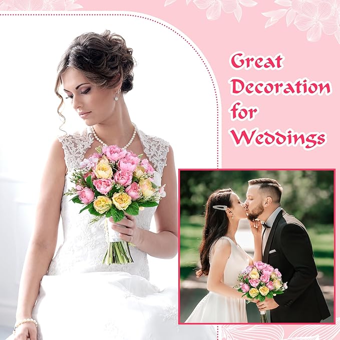 Olgaa 12 Bundles Peonies Artificial Flowers Fake Peony Bouquet Faux Peonies Flowers Bulk with Stems Flower Balls for Centerpiece Table Decorations Wedding Bridal Floral Arrangement (Pink)