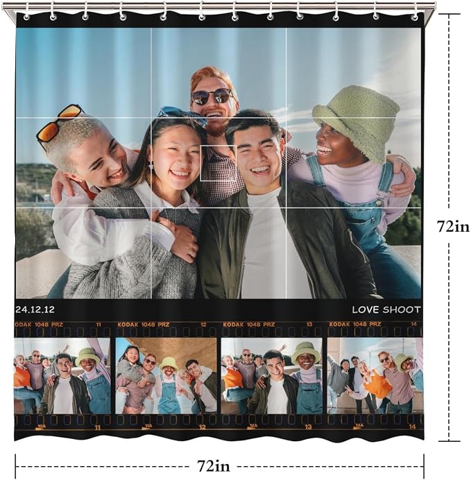 Personalized Shower Curtain Set Custom Photo Shower Curtains Modern Minimalist Home Bathroom Curtain Decor with 12 Hooks 72 Inch Wide * 72 Inch High