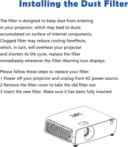 Eiki Projector Air Filter - Replacement Dust Filter for EK-600LU, EK-600LUL, EK-500LU, EK-500LUA