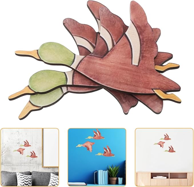 CATIEBYE 3pcs Wooden Bird Wall Decor Set Vintage Flying Bird Wall Sculpture Natural Wood for Living Room Home Decoration