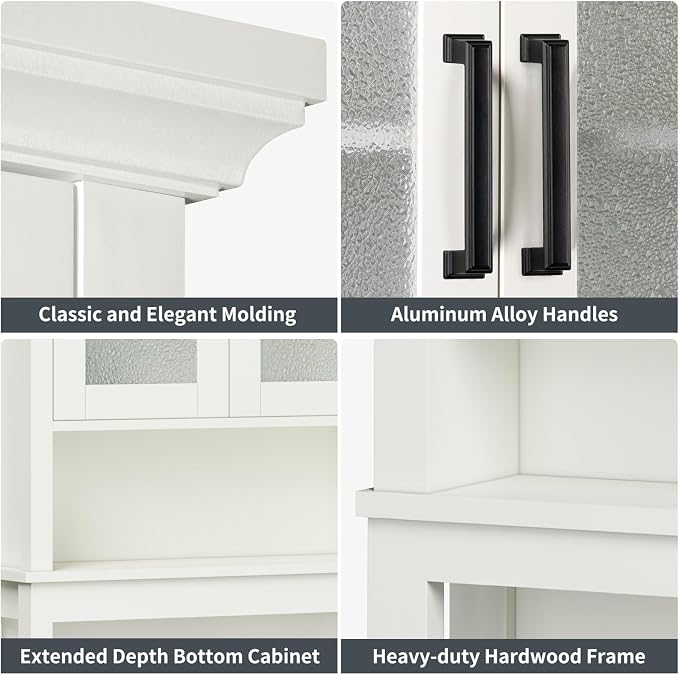 Over The Toilet Storage Cabinet, Over Toilet Bathroom Organizer with Doors and Adjustable Shelf, Thicken Frame Above Toilet Storage Cabinet Behind Toilet Bathroom Organizer, Cream White