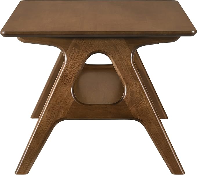 Arona Mid-Century Modern Wood Coffee Table with Shelf