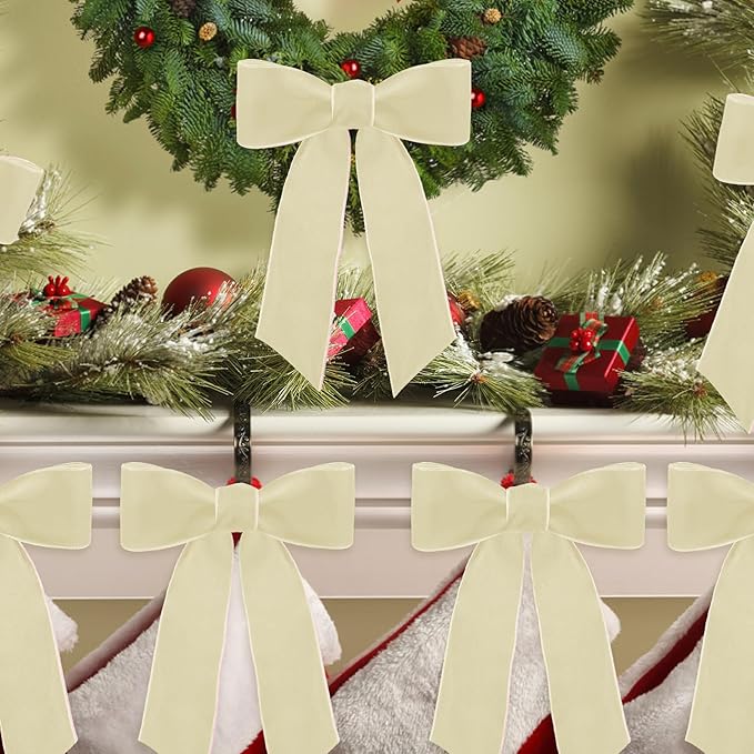 10 Yards Cream Velvet Ribbon 1 1/2 Inch for Christmas Tree,Ivory Velvet Christmas Ribbon for Gift Wrapping Crafts Bow Wreath Holiday Decorations (Cream)