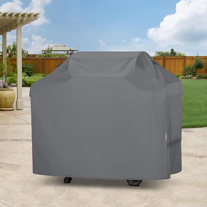 Unicook Gas Grill Cover for Outdoor Grill, 60 Inch BBQ Cover, Heavy Duty Waterproof, Fade Resistant Barbecue Protector Compatible with Weber Char-Broil Nexgrill BBQs up to 58" Wide, Gray
