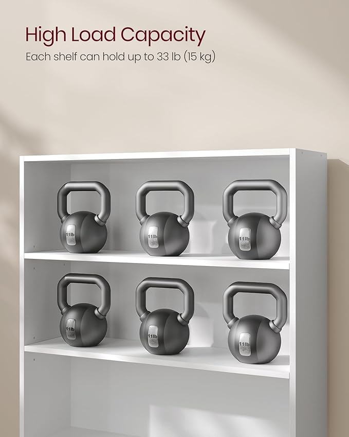 VASAGLE Set of 2 Bookshelves, 31.5 Inches Wide, 3-Tier Open Bookcases with Adjustable Storage Shelves, Floor Standing Units, Cloud White ULBC173T14-2