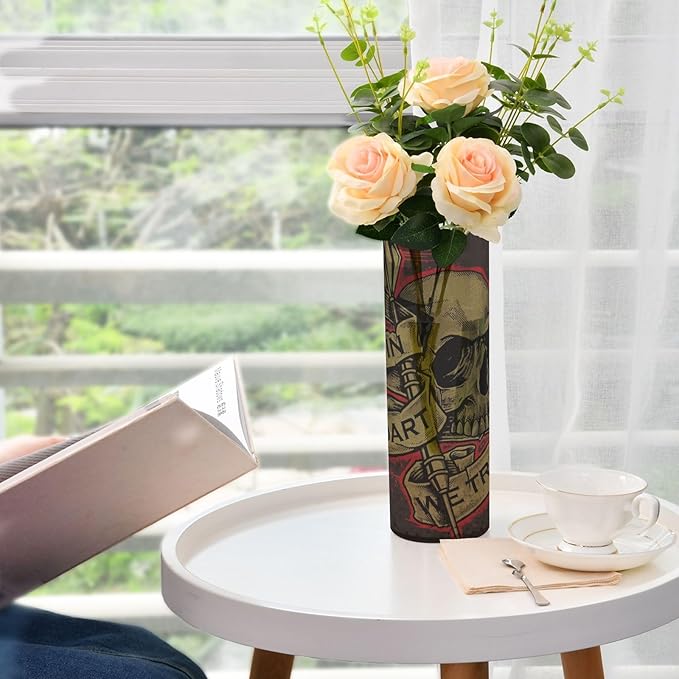 Vase Plastic Vase Elegant Cylinder Flower Vase Shatterproof Decorative Centerpiece for Home Table Office Weddings Events (11.8 x 3.9 in)