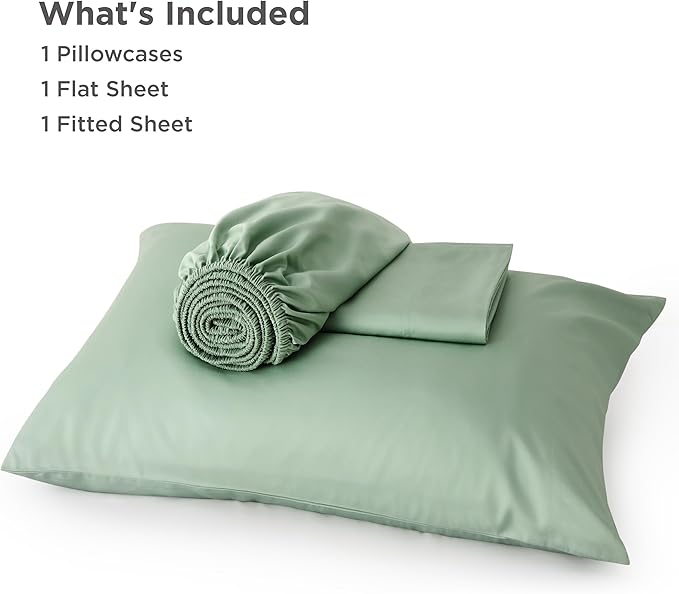 Bedsure Cooling Sheets Twin, Rayon Derived from Bamboo, Breathable & Soft Twin Sheets Set, Deep Pocket Up to 16 Inches, Hotel Luxury Silky Bedding for Hot Sleepers, Sage Green