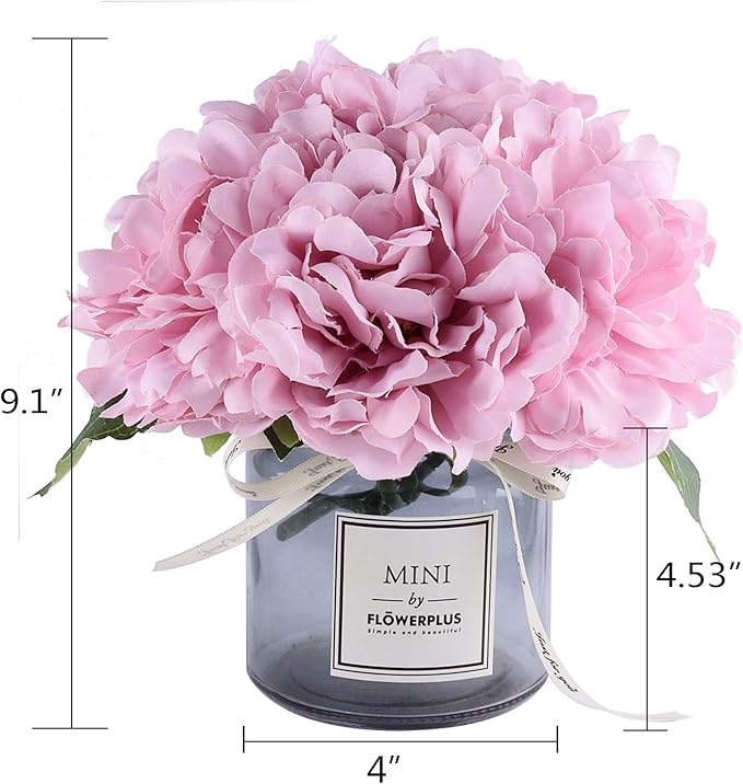 XIAYAN Artificial Flower and Glass Bottle Set, Isn Style, Suitable for Living Room, Dining Table, Office, Wedding, Hotel Banquet and Family Decoration. (Pink Purple)