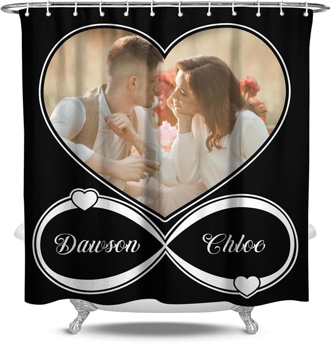 Personalized Shower Curtain Set Custom Photo Shower Curtains Modern Minimalist Home Bathroom Curtain Decor with 12 Hooks 84 Inch Wide * 72 Inch High