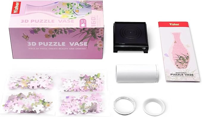 3D Puzzle Vase, 160 Curved Pieces DIY Flower Vase Craft Kit & 3D Puzzles for Adults, Creative Jigsaw Art Project Home Décor Centerpiece, (A-Chrysanthemum Garden)