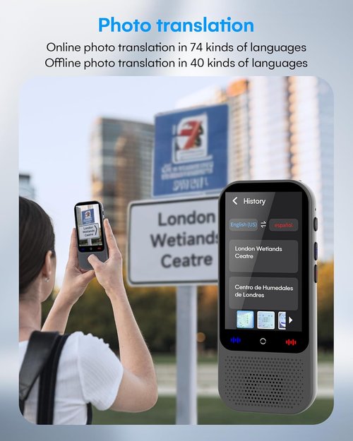 S80 Pro Language Translator Device - AI ChatGPT Portable Translator with 138 Languages | Real-Time Offline Translation (Grey)