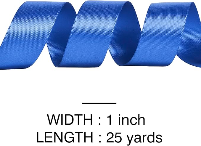 YAMA Royal Blue Double Faced Satin Ribbon, 1 Inch 25 Yards, Great for Crafts Bows Flower Bouquet Wedding Home Decor Gift Wrapping