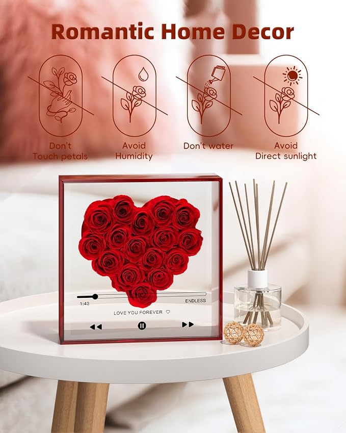 Preserved Roses for Mothers Day, Handmade Forever Flowers Box for Mom, Unique Flower Gifts for Girlfriend Wife, Wedding Anniversary Presents for Her, Birthday Gifts for Mom Grandma (Red)