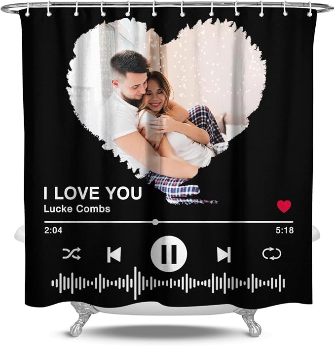 Personalized Shower Curtain Set Custom Photo Shower Curtains Modern Minimalist Home Bathroom Curtain Decor with 12 Hooks 84 Inch Wide * 72 Inch High