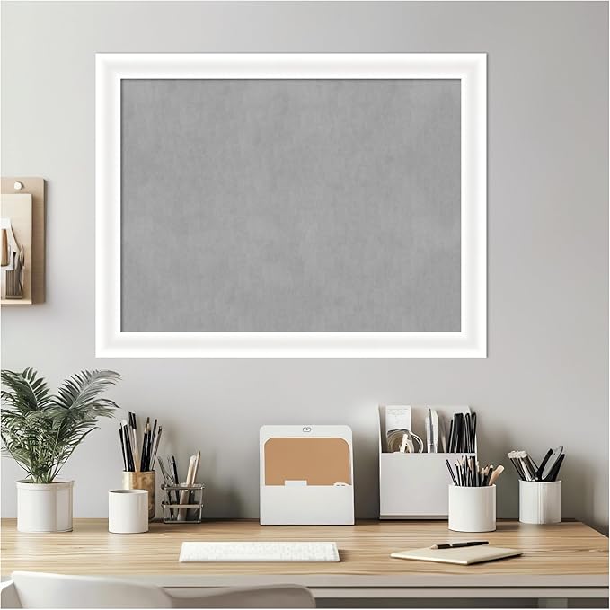 Amanti Art White Framed Magnetic Board 21x27 Medium Vision Board for use with Magnets, 100% Metal Sheet to Display Items as Office Decor or for Home Organization in mudroom, Kitchen or Kids Room