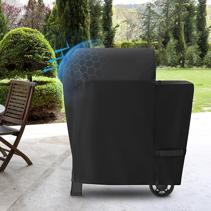 EZ-DONGTENG Heavy-Duty 600D BBQ Grill Cover Compatible with Weber Searwood 600 Pellet Grill, 3400145 Weber Searwood 600 Cover, Black