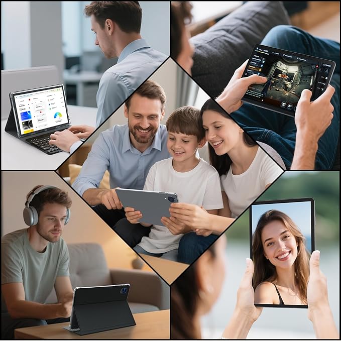 2026 Android 15 Tablet with Keyboard, 26GB RAM, 256GB ROM(2TB Expand), 10 inch tablet with Octa-core, Gemini AI, 8000mAh, 2.4G/5G WiFi, BT 5.0, 5MP+13MP, Tablets with Case, Mouse, Stylus (Black Case)