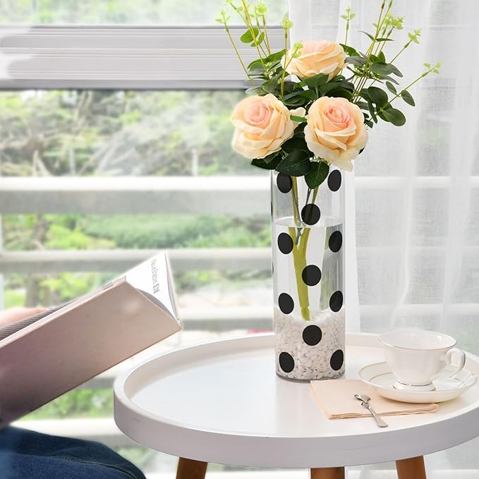 Vase Plastic Vase Elegant Cylinder Flower Vase Shatterproof Decorative Centerpiece for Home Table Office Weddings Events (11.8 x 3.9 in)