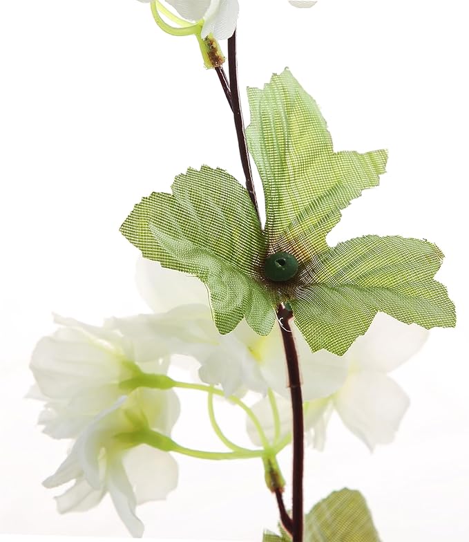 2Pcs Artificial Cherry Blossom Flower Garland Silk Fake Hanging Flower Vines for Home Wedding Decoration 7.2FT, White