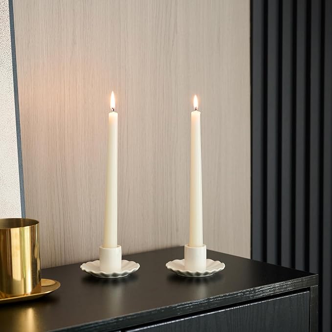 Ceramic Taper Candle Holders,Vintage Candlestick Holder Centerpieces for Home Wedding Decoration, Housewarming Gifts,Pack of 2 (Round B Style)