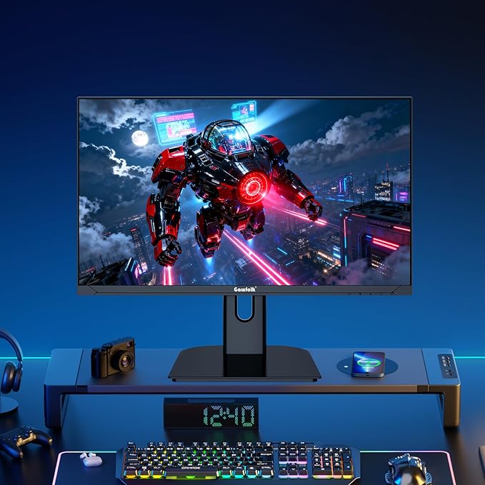 Gawfolk 27 inch 2K QHD(2560×1440) PC Screen, 180Hz Gaming Monitor, 1ms Without Bezel, FreeSync,100% sRGB, 178° Wide Viewing Angle, HDMI2.0 & DisplayPort 1.4, 75 * 75MM Wall Mount Compatible- Black