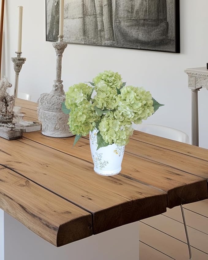 6PCS Premium Green Hydrangea Artificial Flowers Bouquets, Silk Hydrangea Flowers Heads with Stems, Fake Hydrangeas Flowers Arrangement, Faux Hydrangea Decor for Home Wedding Party Table Centerpieces