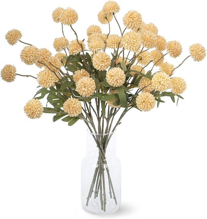 Fake Flowers 20.5In Artificial Chrysanthemum Faux Mums Faux Flowers for Vase Fall Long Stems Flower Silk Flower for Indoor Home Decoration Kitchen Office Wedding Decor 10PCS,Orange(No Vase)