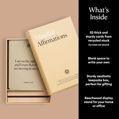 Intelligent Change Mindful Affirmations - 52 Positive Affirmation Cards with Display Stand | Daily Inspiration & Self-Care Gifts