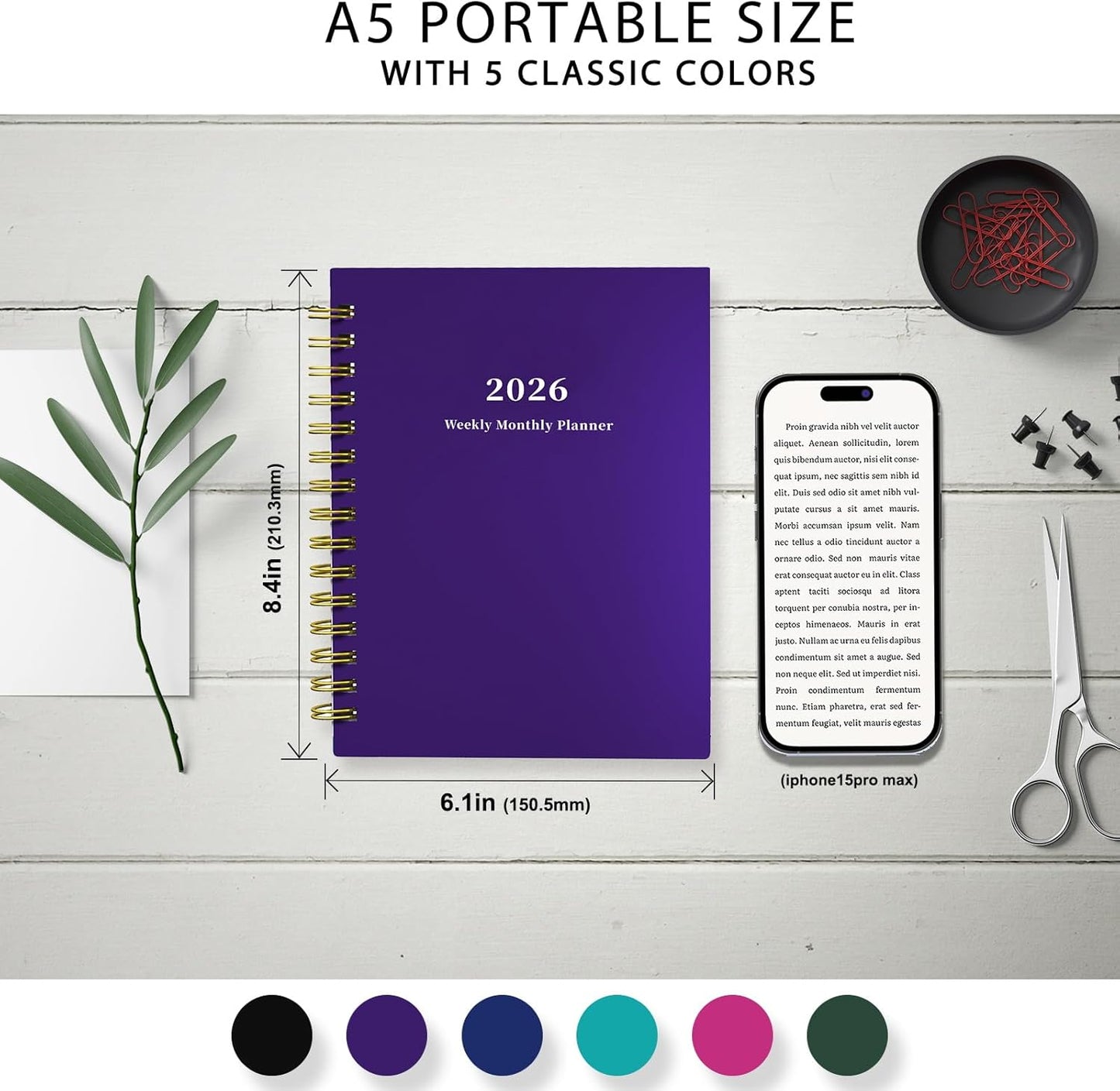 Ymumuda 2026 Planner - Daily, Weekly & Monthly Organizer | 8.4" x 6.3", Spiral Notebook with Tabs & Pocket