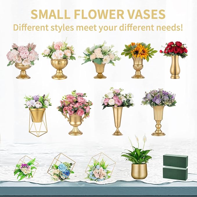 Nuptio White Vases for Centerpieces Wedding - 10 Pcs 6.5in Height Metal Urn Planter Elegant Wedding Centerpieces for Tables - Trumpet Vase for Weddings Party Decoration Centerpiece Table Decorations