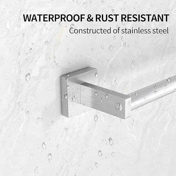 MKO Towel Bar for Bathroom, 24" Hand Towel Holder Rod with Metal, Towel Racks for Bathroom Hanger Wall Mounted for Kitchen, Brushed Nickel 2 Pack