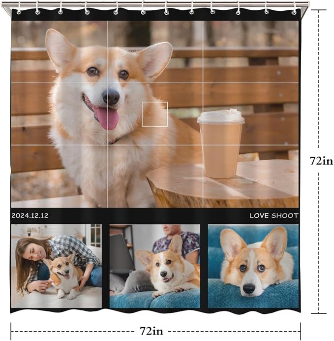 Personalized Shower Curtain Set Custom Photo Shower Curtains Modern Minimalist Home Bathroom Curtain Decor with 12 Hooks 72 Inch Wide * 72 Inch High