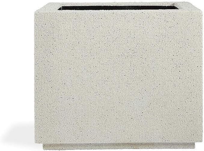 PolyStone Monterray Modern Outdoor/Indoor Square Planter, 23" L x 23" W x 19" H, Lightweight, Heavy Duty, Weather Resistant, Polymer Finish, Commercial Grade and Residential (White Granite)