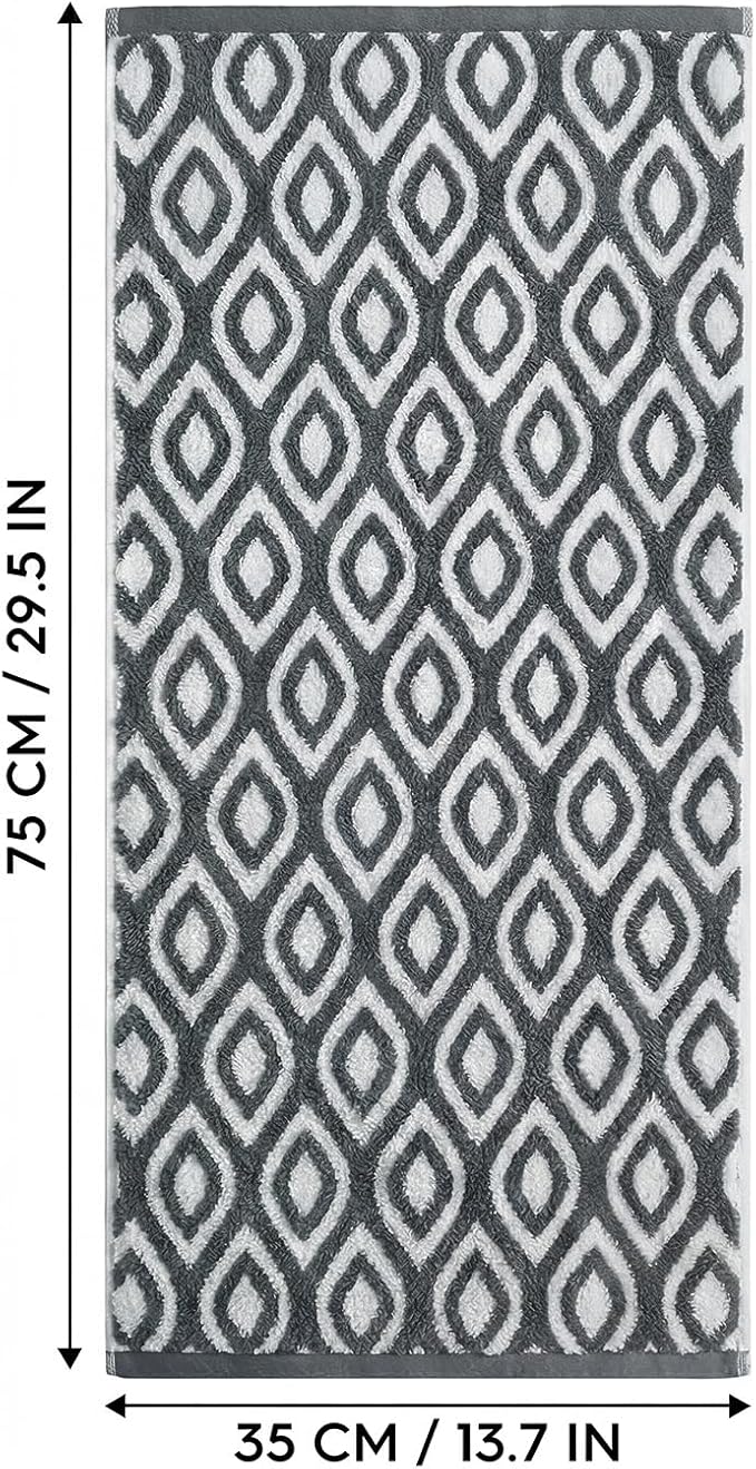 Artoid Mode 2 Pcs Beige Grey Diamond Grid Jacquard Hand Towels for Bathroom, 100% Cotton Soft Absorbent Bathroom Decor Towels, 13.7 x 29.5 Inch