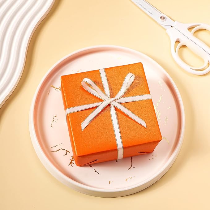 RUSPEPA Orange Matte Wrapping Paper - Solid Color Pearly - luster Paper Perfect for Wedding, Christmas, Baby Shower -17 Inches X 32.8 Feet