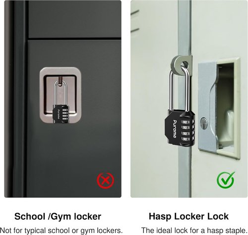 Puroma 4-Digit Waterproof Combination Padlock - 2 Pack of 2.6 Inch Long Shackles | Ideal for Lockers, Gates, and Toolboxes (Black)