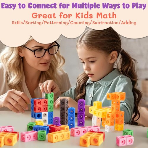 Skiennix 300 Pcs Linking Cubes - Math Manipulatives for Kids | STEM Counting Blocks with Storage Boxes