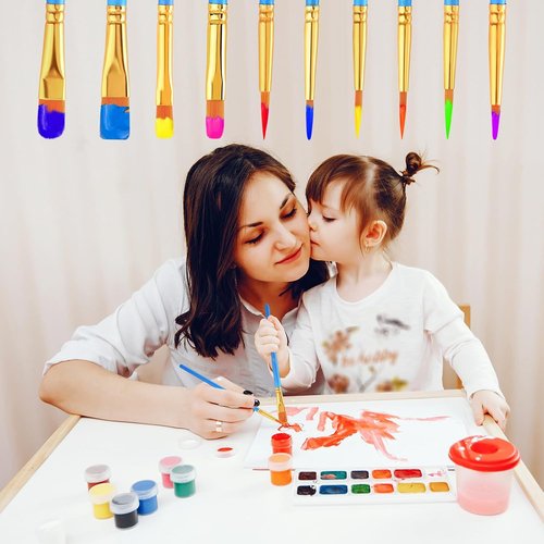 AROIC Acrylic Paint Brush Set - 36 Pack of Nylon Hair Brushes for Oil & Body Painting | Ideal for Artists & Crafts