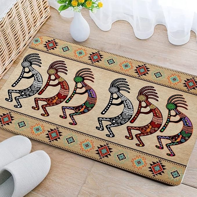 DYNH Southwest Bathroom Rugs, Native American Aztec Bath Mat, Southwestern Navajo Abstract Retro Tribal Geometric Boho Bathroom Mat Bath Rugs,16X24IN