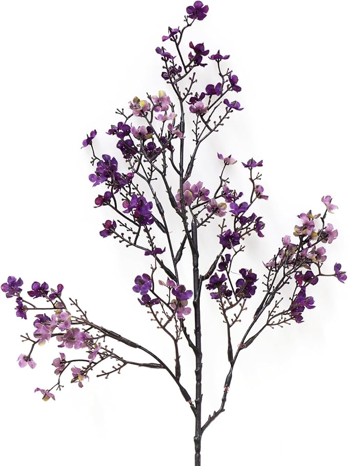 Babys Breath Silk Artificial Flowers Bulk With Vase 10pcs for Fall Decor Fake flower bouquet Bulk for Home Kitchen Indoor Bouquet Floral Arrangement Table Centerpieces Decor(Autumn Purple )