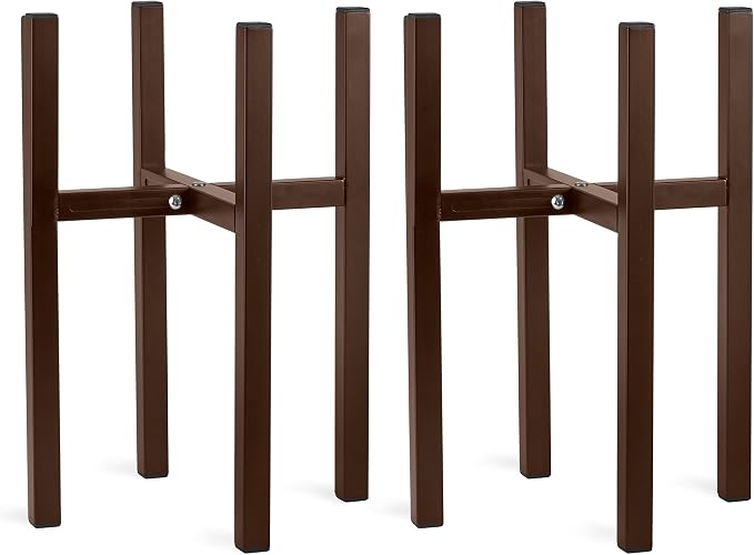 Sorbus Adjustable Metal Plant Stand – Mid Century Style Flower Pot Holder, 10 to 16 Inches Planter Stand for Modern Home Décor, Houseplants – Plant & Pot NOT INCLUDED (Brown, 2 Pack)