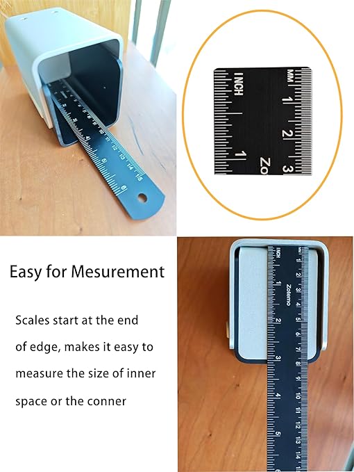 Zotemo Metal Ruler 12 Inch, Metric Ruler Dual Scale with Laser Etched Measurement, 2 Pack Easy to Read Aluminum Straight Edge with Inch to Millimetre Conversion Table for Office Back to School Student